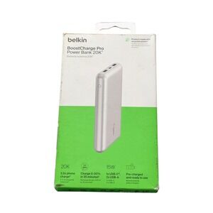 Oo9O Belkin BoostCharge Pro Power Bank 20K Portable Battery Charger 15W - Silver